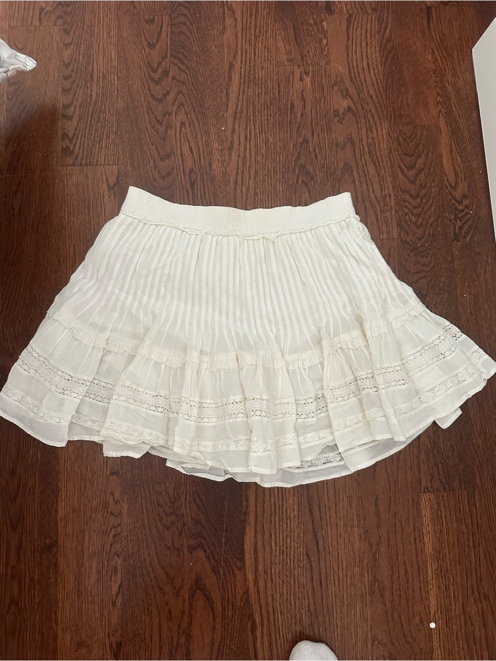 Sunday Best Cream Tiered Lace Skater Skirt